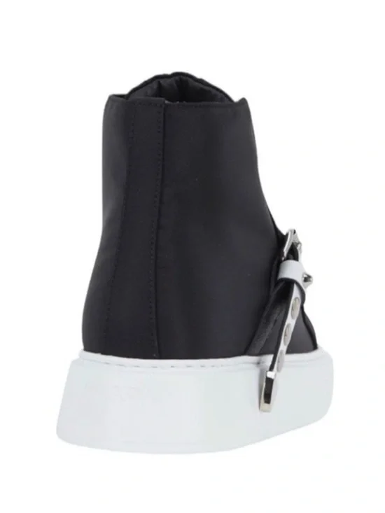 Prada Black High-Top Sneaker with Silver Studded Strap - Picture 4 of 8